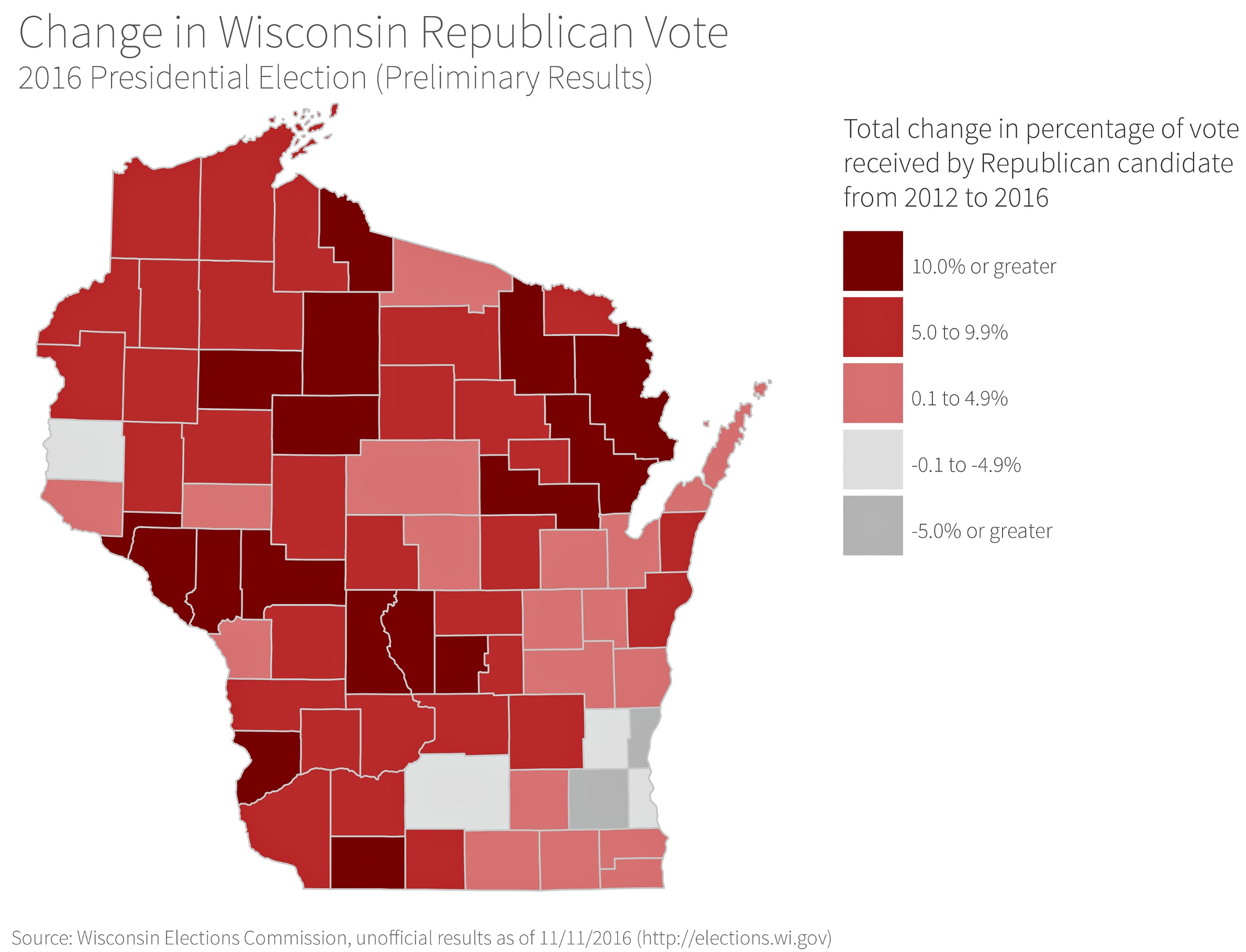2016 electoral map by county wisconsin How And Where Trump Won Wisconsin In 2016 Wiscontext 2016 electoral map by county wisconsin