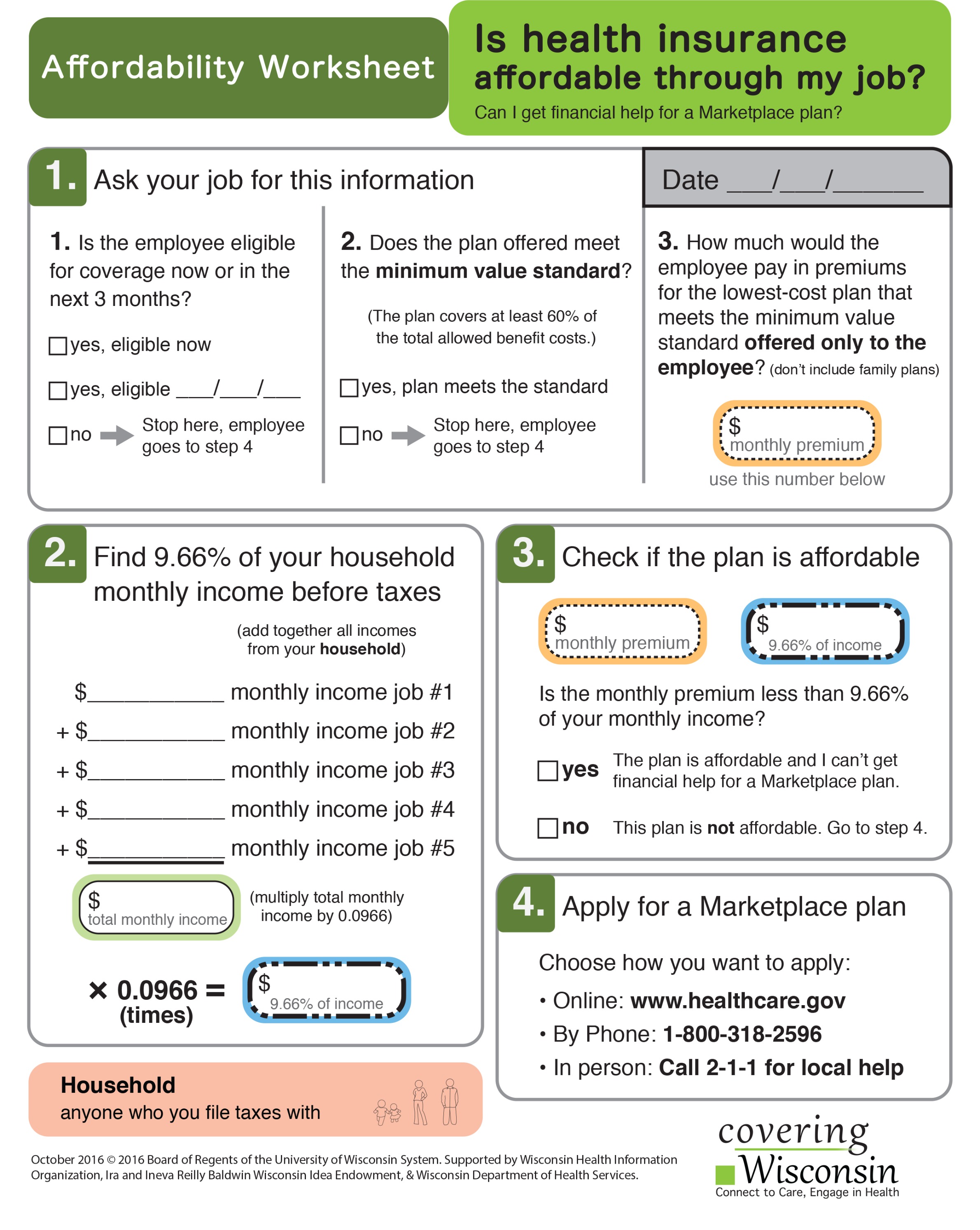 How Wisconsinites Can Make Sense Of The Health Insurance Pertaining To Affordable Care Act Worksheet